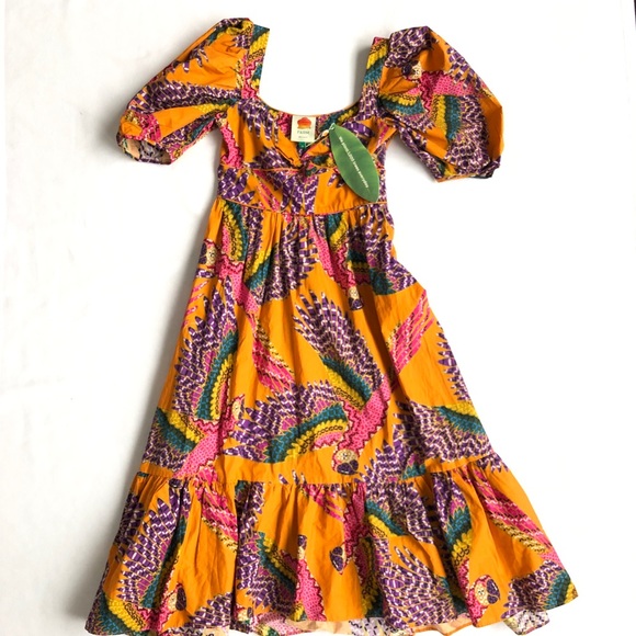 Like New Farm Rio puff sleeve beaded macaws midi dress xsmall - Picture 4 of 11